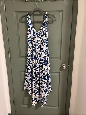 Alexis x Target Blue and White High-Low Leaf Print Dress